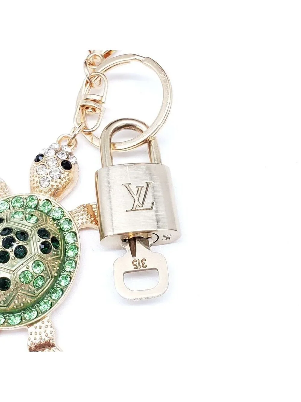 LV Gold Padlock Authentic 🔑 Luxury Bag Charm w/ Unbranded Turtle Keychain